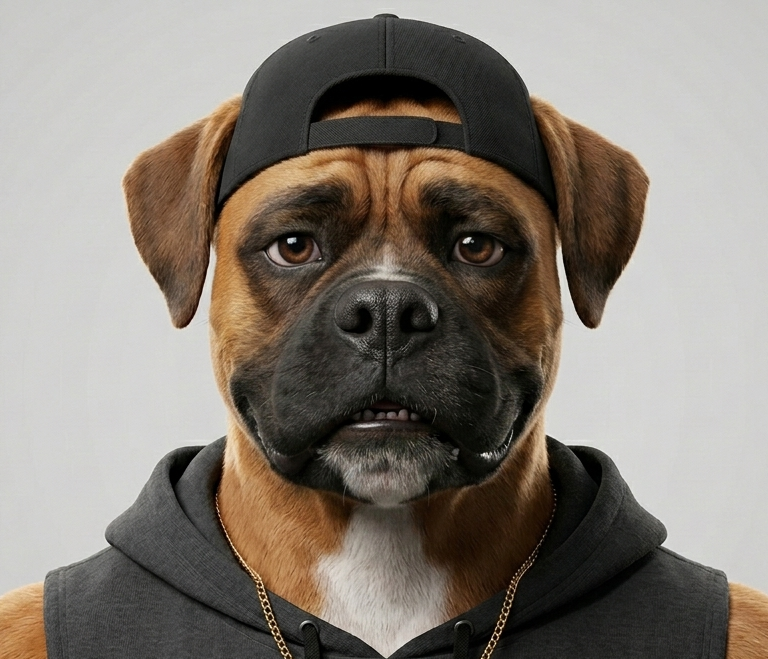Portrait of Brock, an anthropomorphic Boxer dog